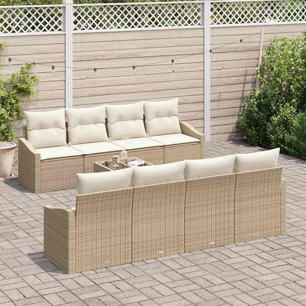 Sofa Sæt 7 stk. Beige og creme polyrattan