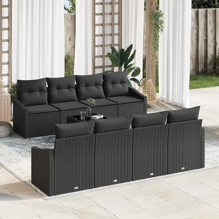 Sofa Sæt med pude med opbevaring 7 pcs Sort polyrattan