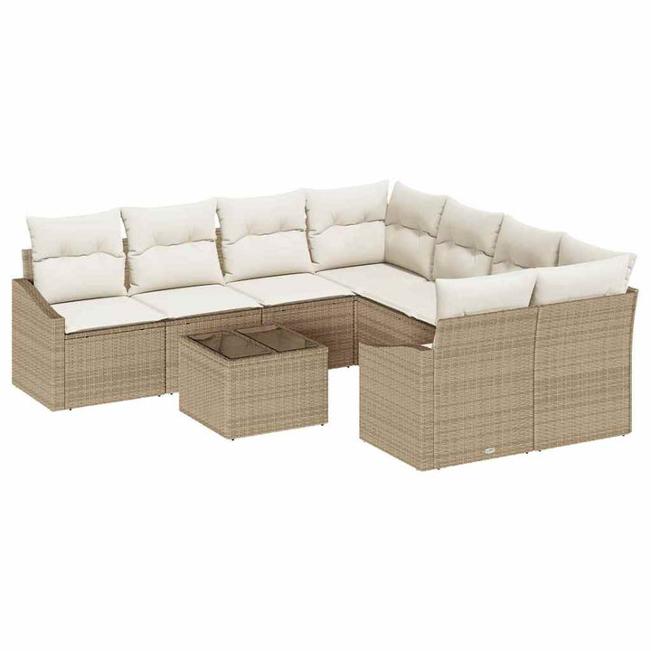 Sofa Sæt med pude 9 pcs Beige og creme polyrattan
