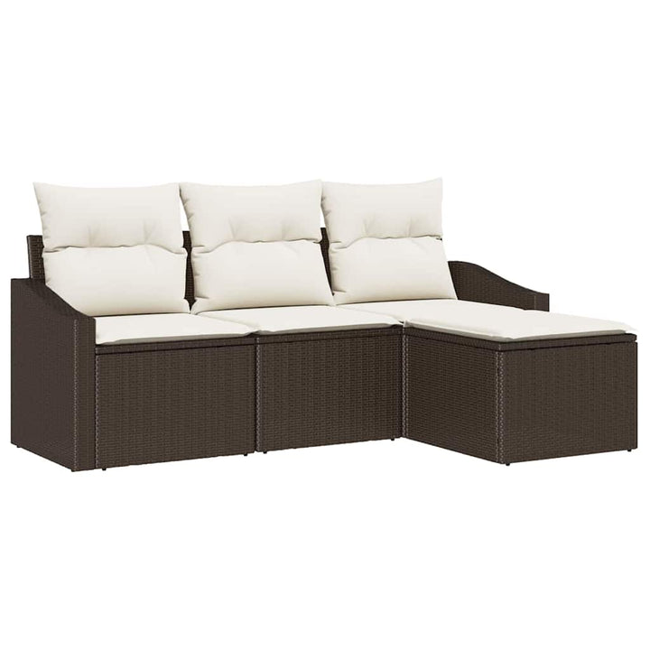 Sofa Sæt med pude med opbevaring 4 pcs Brun og Creme polyrattan