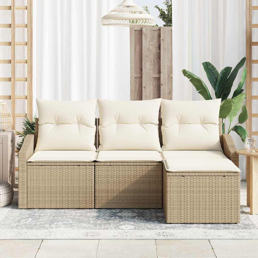 Sofa Sæt 4 stk. Beige og creme polyrattan