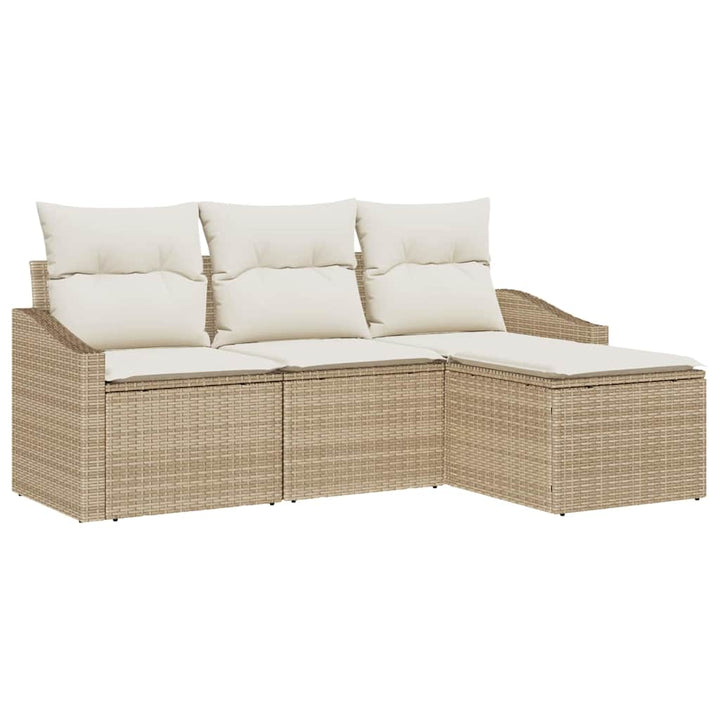Sofa Sæt 4 stk. Beige og creme polyrattan