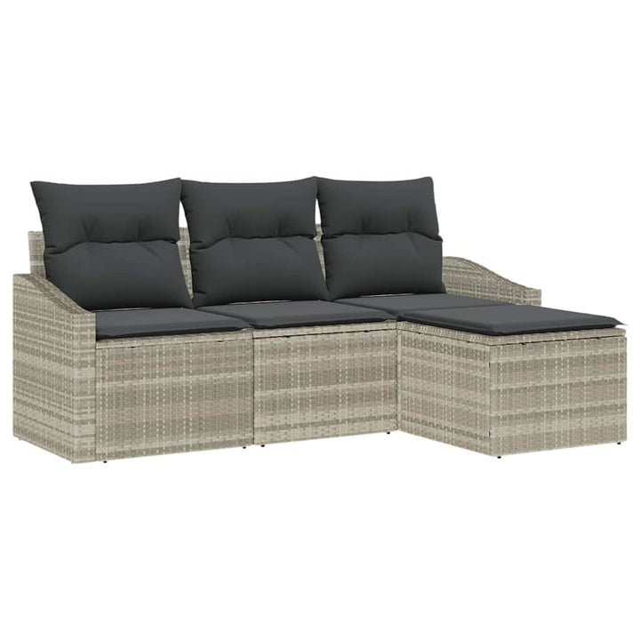 Sofa Sæt med pude med opbevaring 4 pcs Lysegrå polyrattan