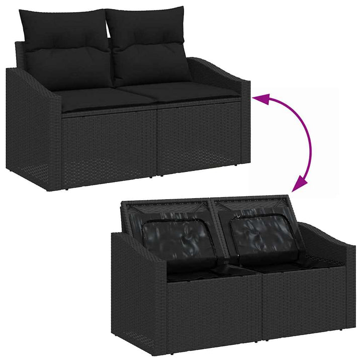 Sofa Sæt 4 stk. Sort polyrattan