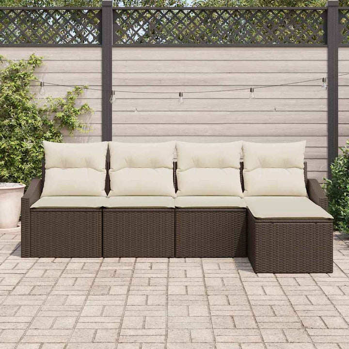 Sofa Sæt med pude med opbevaring 5 pcs Brun og Creme polyrattan