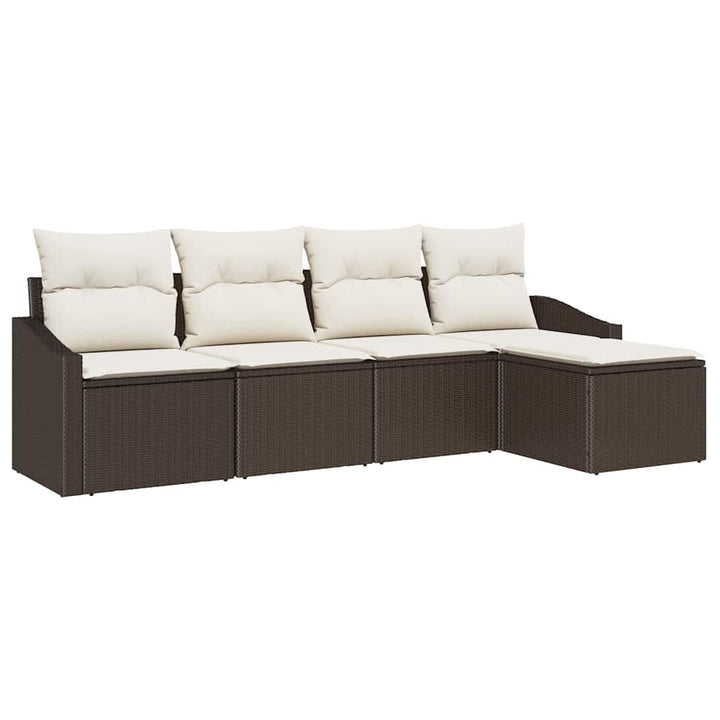 Sofa Sæt med pude med opbevaring 5 pcs Brun og Creme polyrattan