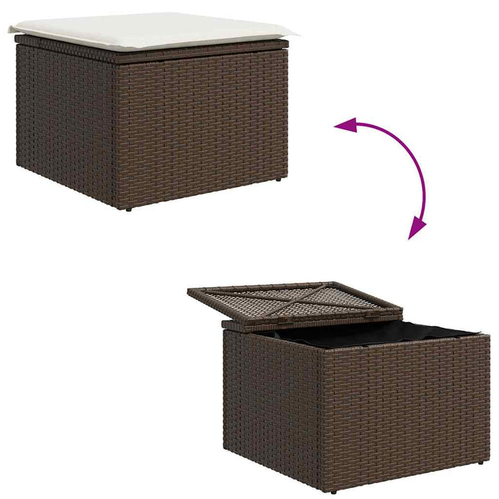 Sofa Sæt med pude med opbevaring 5 pcs Brun og Creme polyrattan