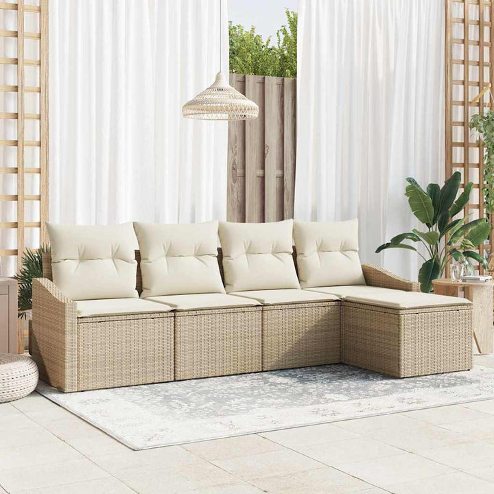 Sofa Sæt med pude 5 pcs Beige og creme polyrattan