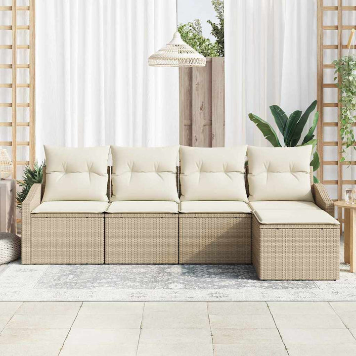 Sofa Sæt med pude 5 pcs Beige og creme polyrattan