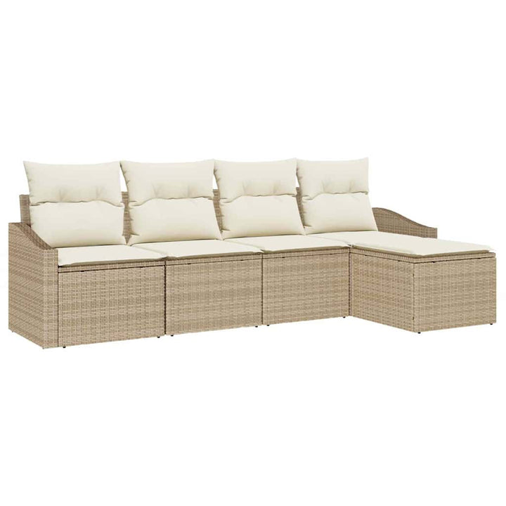 Sofa Sæt med pude 5 pcs Beige og creme polyrattan