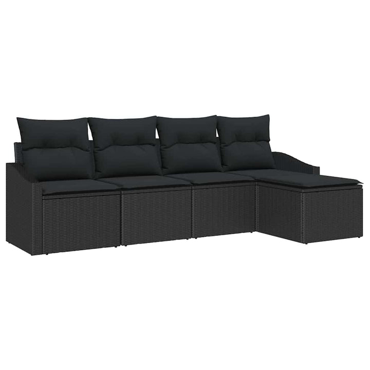 Sofa Sæt med pude med opbevaring 5 pcs Sort polyrattan