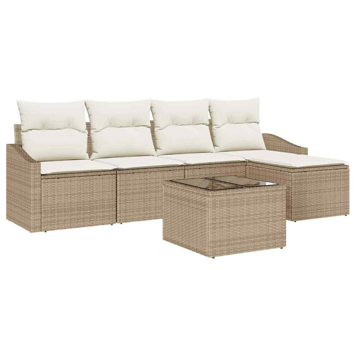 Sofa Sæt 6 stk. Beige og creme polyrattan