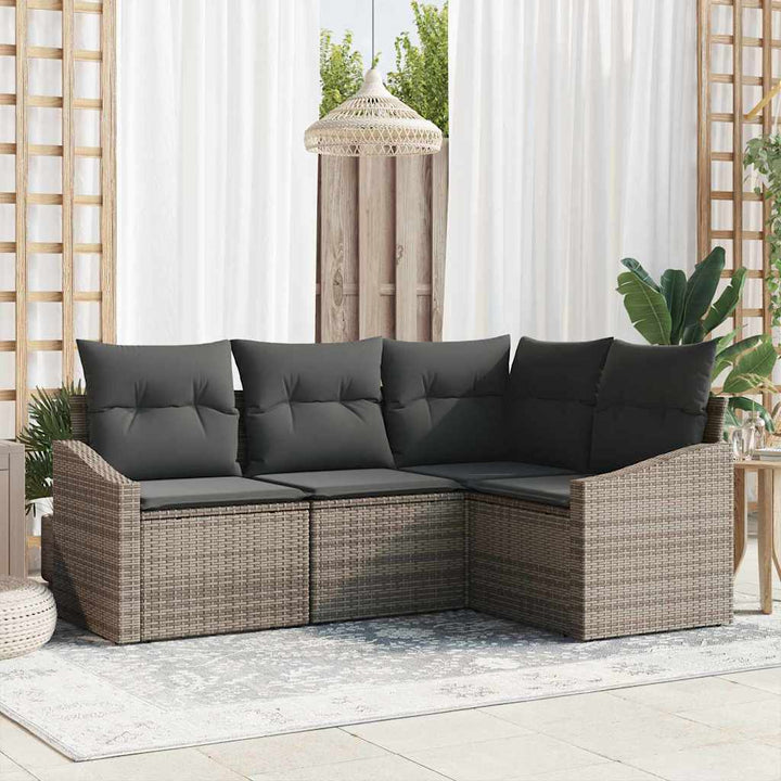Havesofa Sæt 4 stk. Grå polyrattan