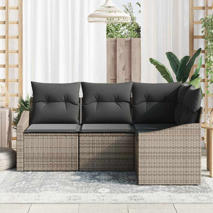 Havesofa Sæt 4 stk. Grå polyrattan