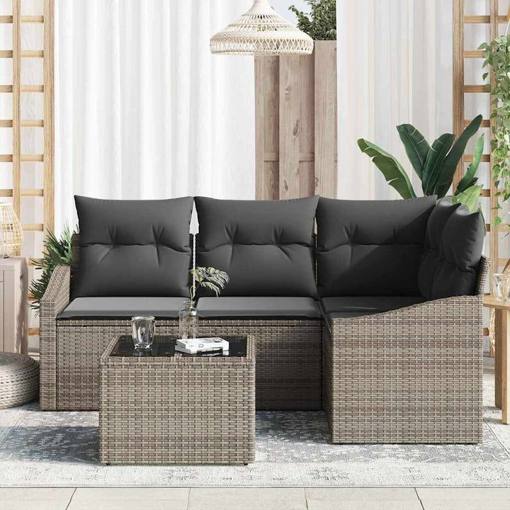 Havesofa Sæt 5 stk. Lysegrå polyrattan