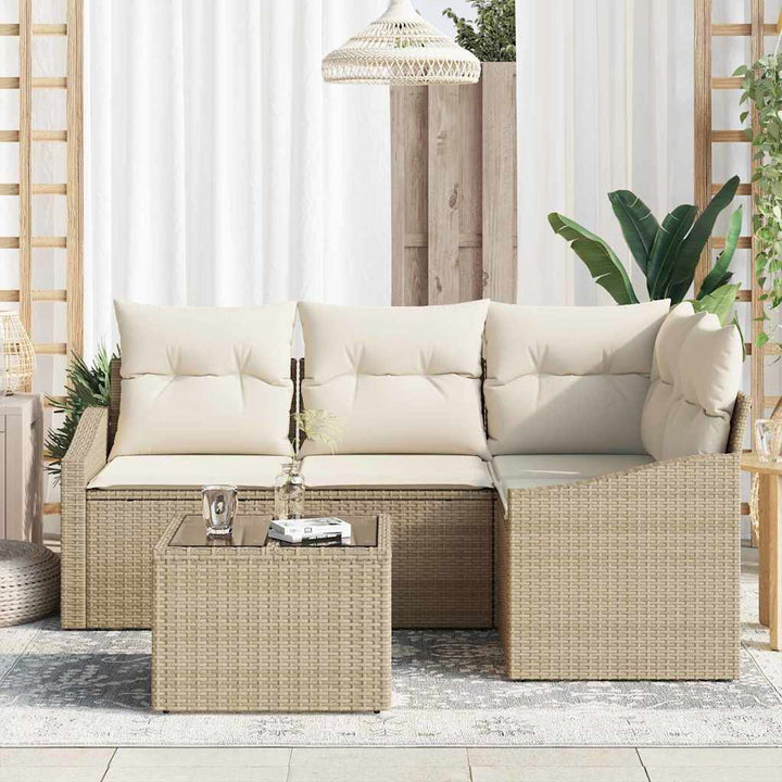 Havesofa Sæt 5 stk. Beige og creme polyrattan