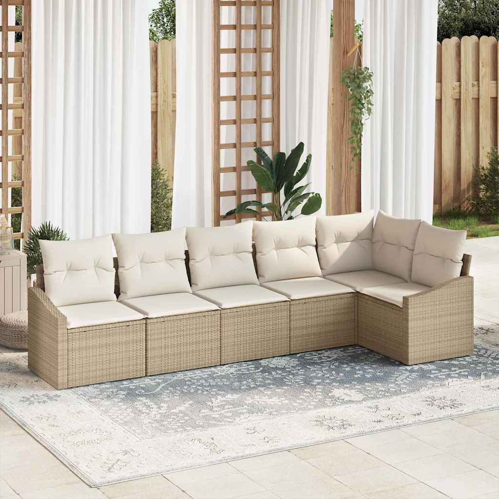 Havesofa Sæt 6 stk. Beige og hvid polyrattan