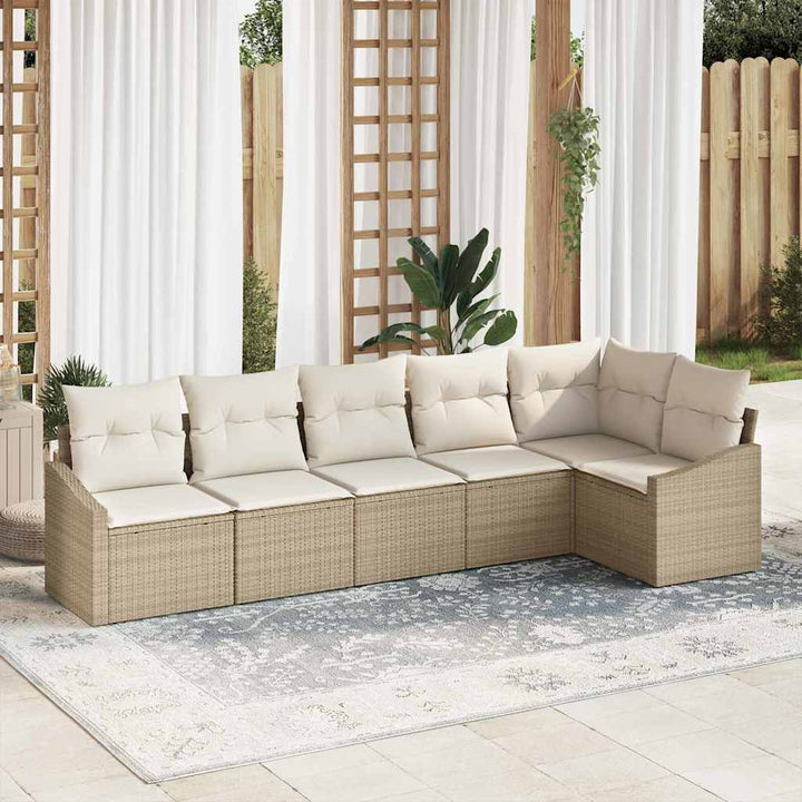 Havesofa Sæt 6 stk. Beige og hvid polyrattan