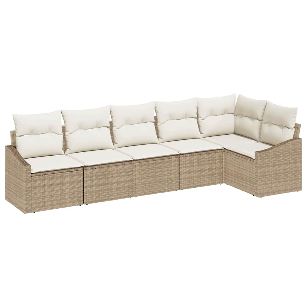 Havesofa Sæt 6 stk. Beige og hvid polyrattan