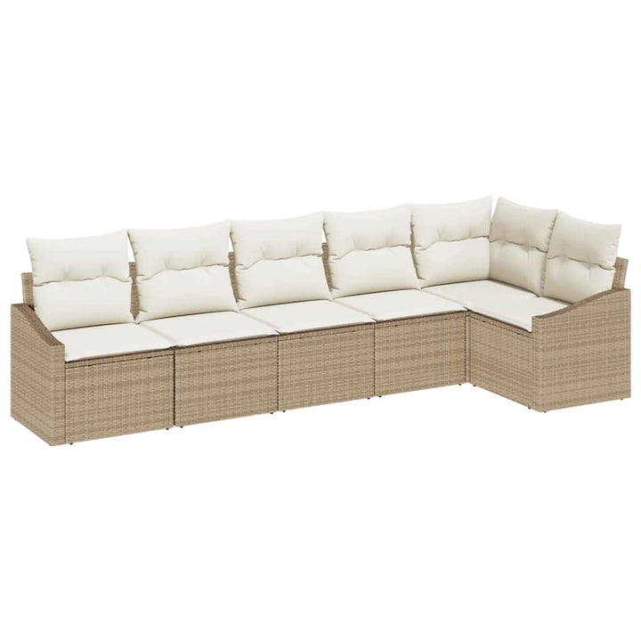 Havesofa Sæt 6 stk. Beige og hvid polyrattan