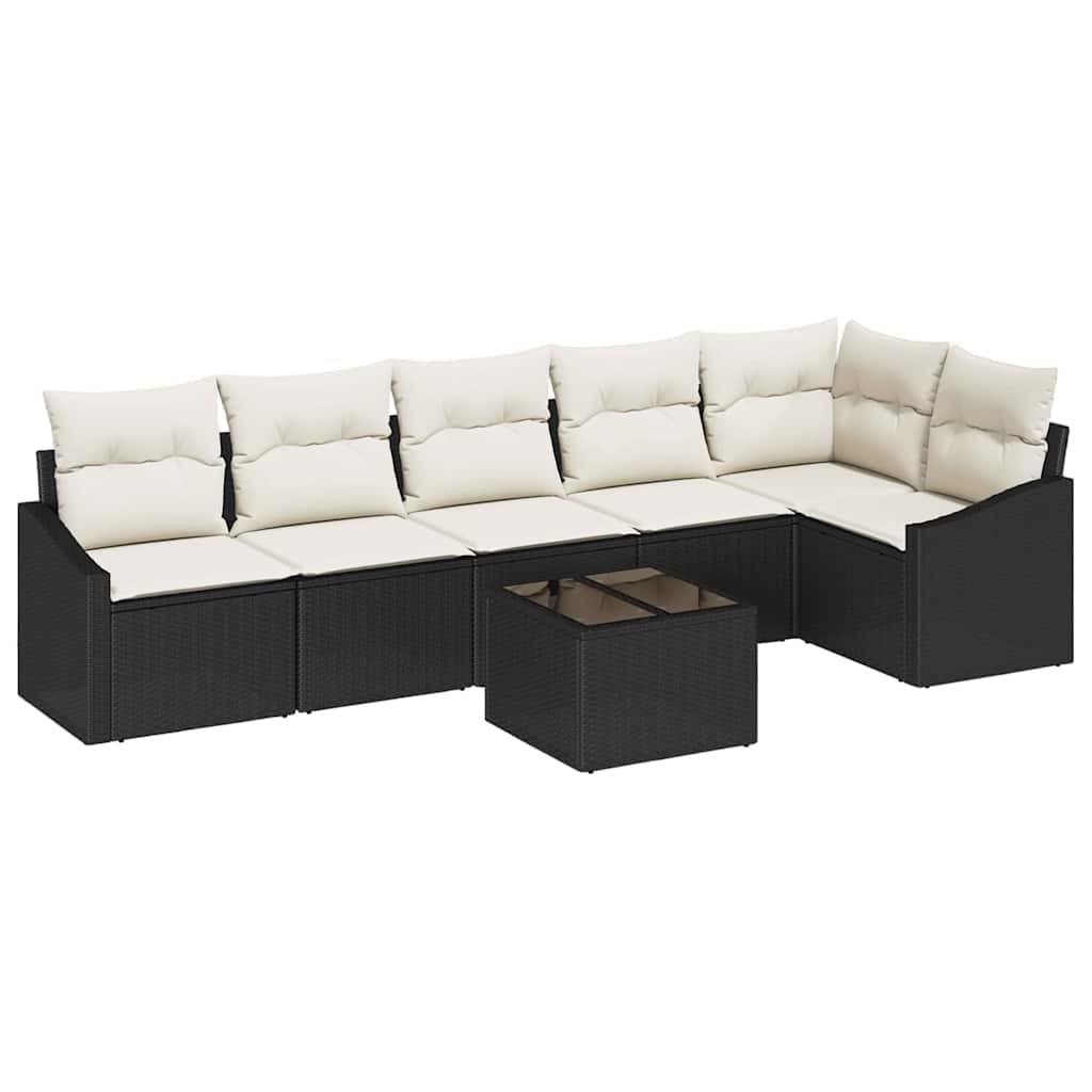 Havesofa Sæt med pude 7 pcs Brun og Creme polyrattan