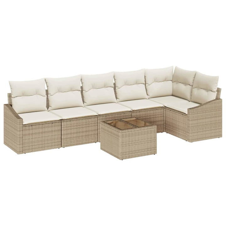 Havesofa Sæt 7 stk. Beige og creme polyrattan