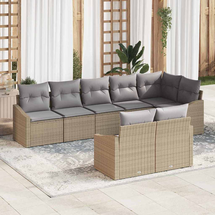 Havesofa Sæt 8 stk. Beige og lys grå polyrattan