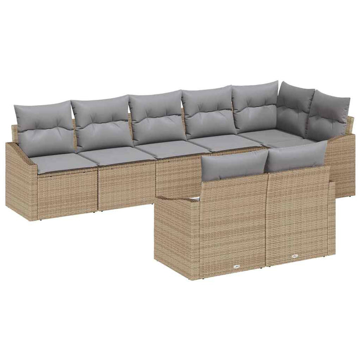 Havesofa Sæt 8 stk. Beige og lys grå polyrattan