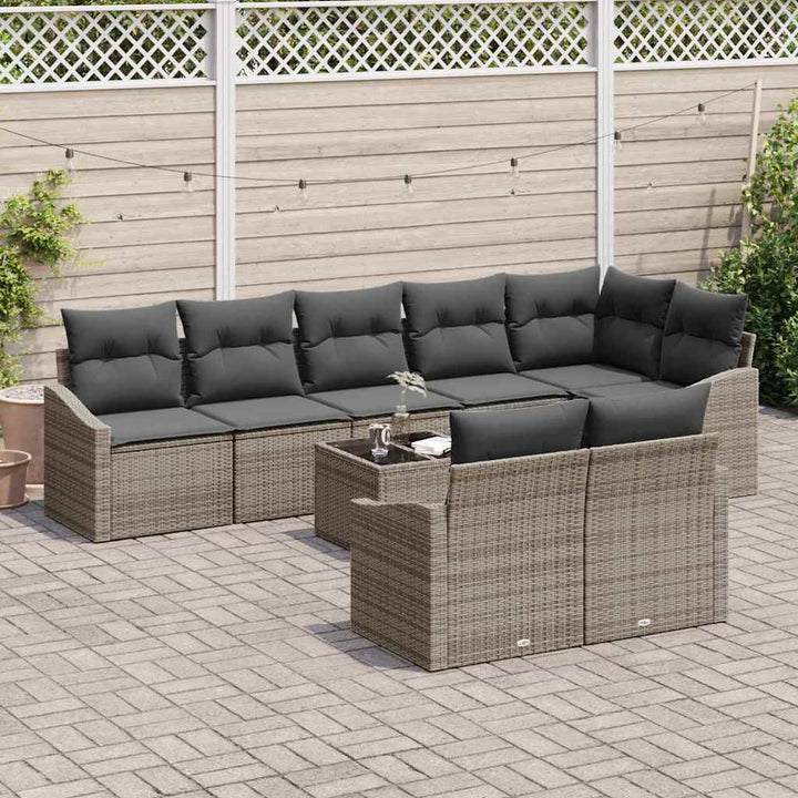 Havesofa Sæt 9 stk. Lysegrå polyrattan