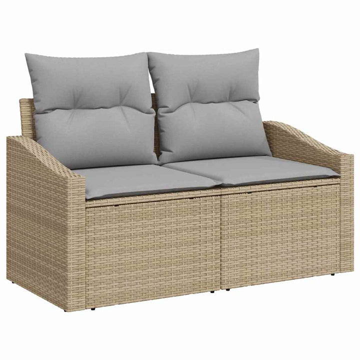 Havesofa Sæt 9 stk. Beige og lys grå polyrattan