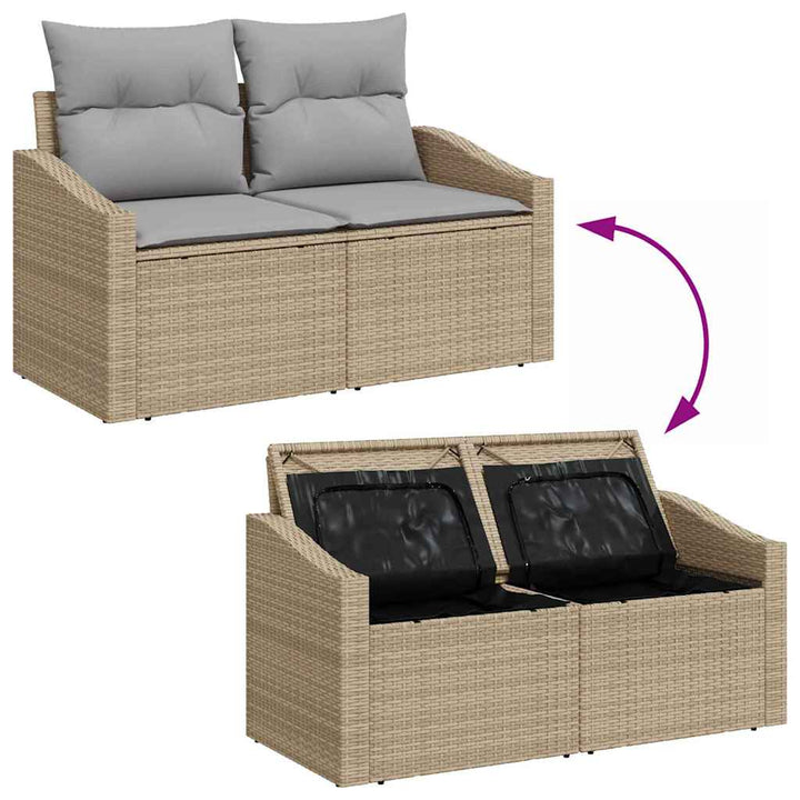 Havesofa Sæt 9 stk. Beige og lys grå polyrattan