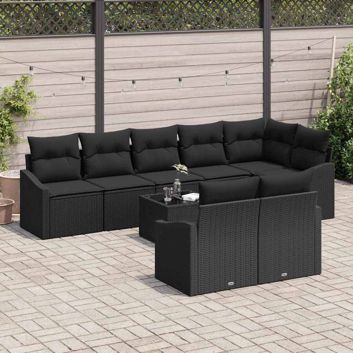 Havesofa Sæt 9 stk. Sort polyrattan