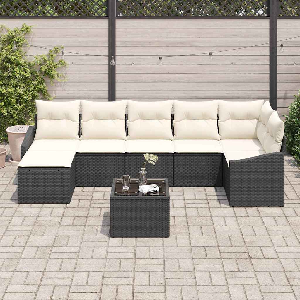 Havesofa Sæt med pude 8 pcs Brun og Creme polyrattan