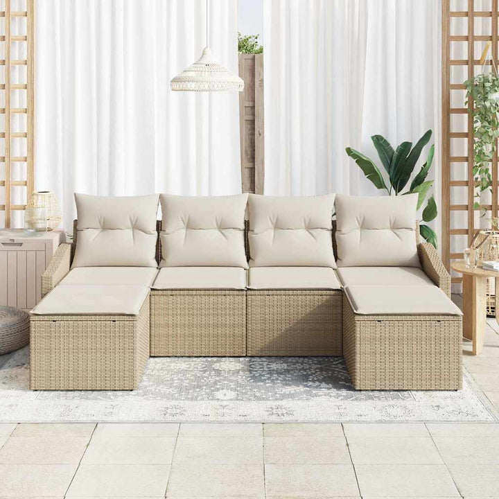 Have Spisebordssæt 6 stk. Beige og creme polyrattan
