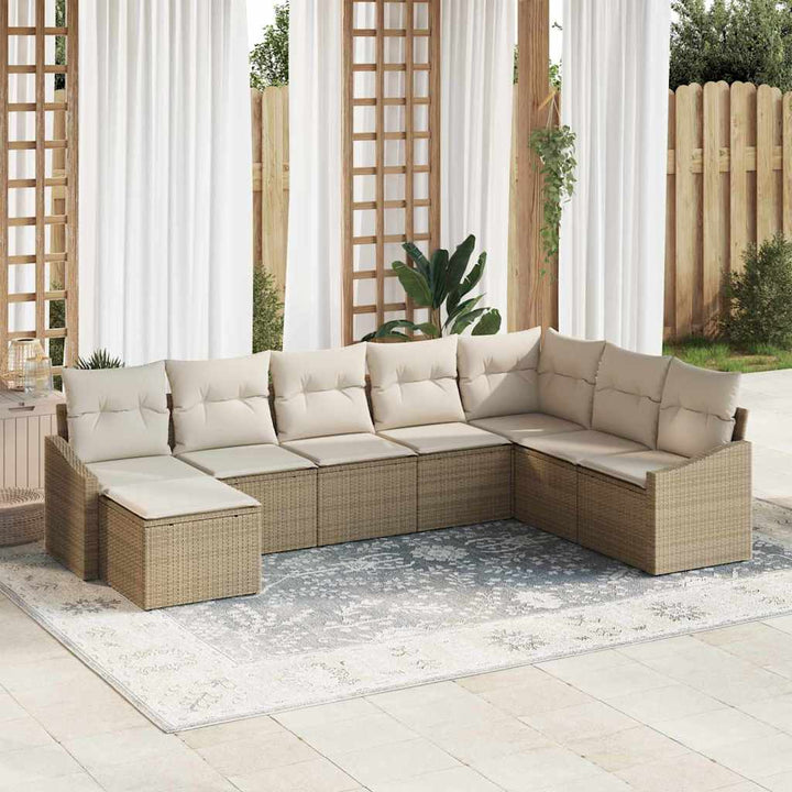 Havesofa Sæt 8 stk. Beige og creme polyrattan