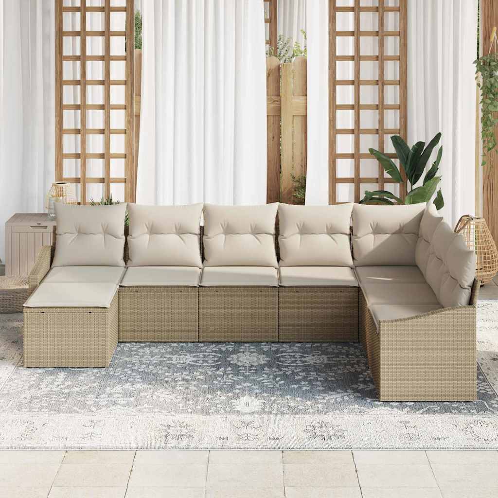 Havesofa Sæt 8 stk. Beige og creme polyrattan