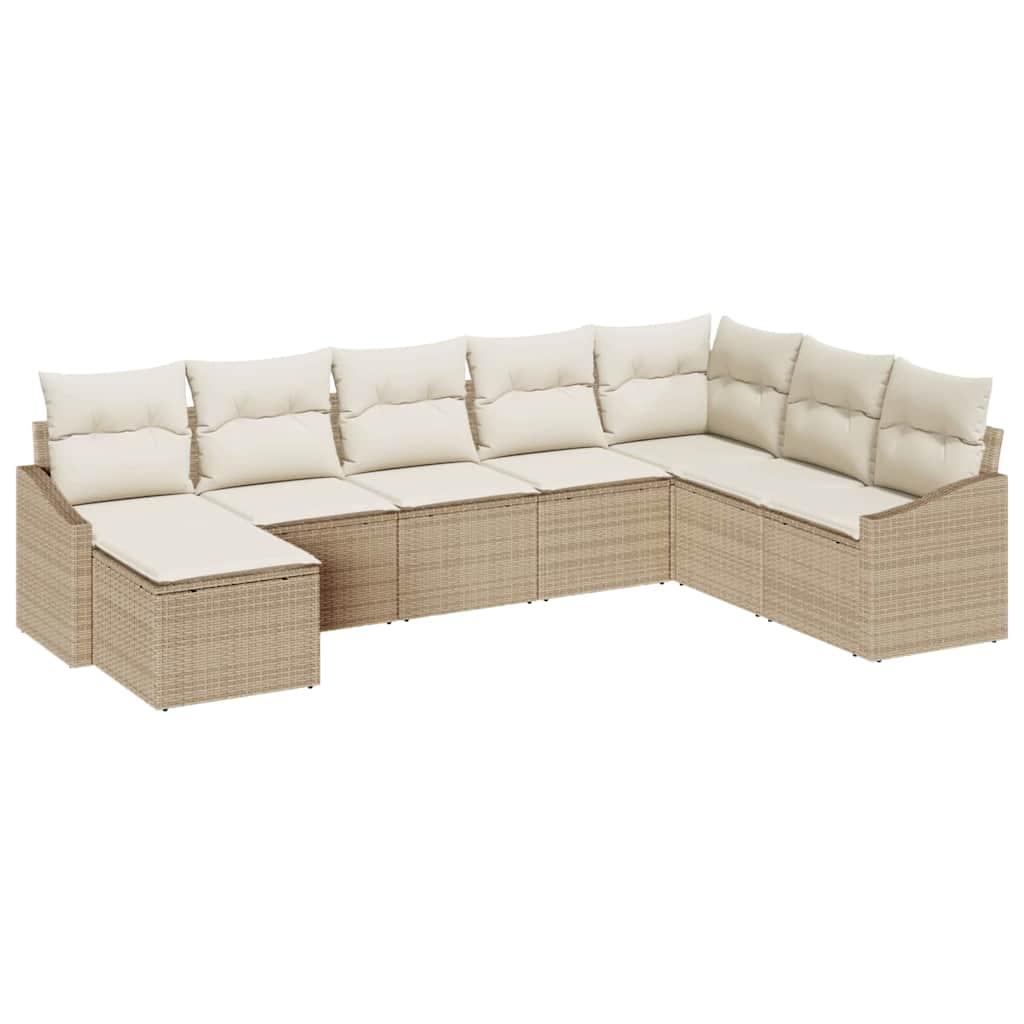 Havesofa Sæt 8 stk. Beige og creme polyrattan