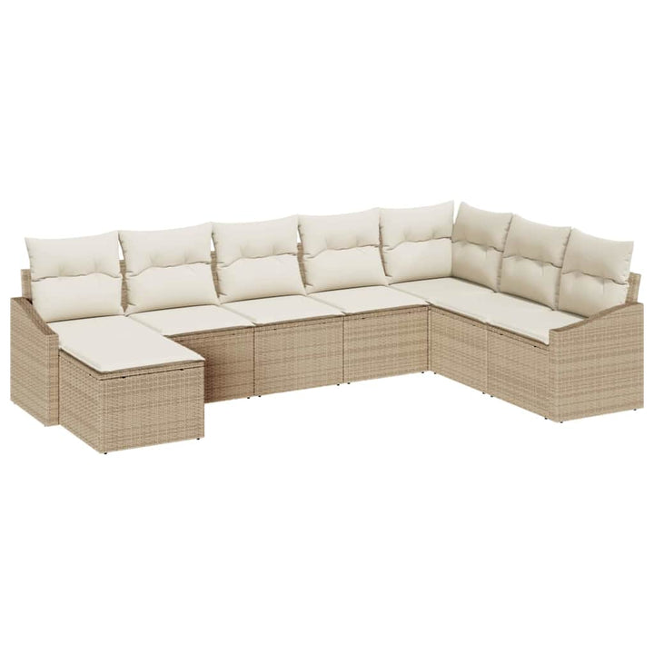 Havesofa Sæt 8 stk. Beige og creme polyrattan