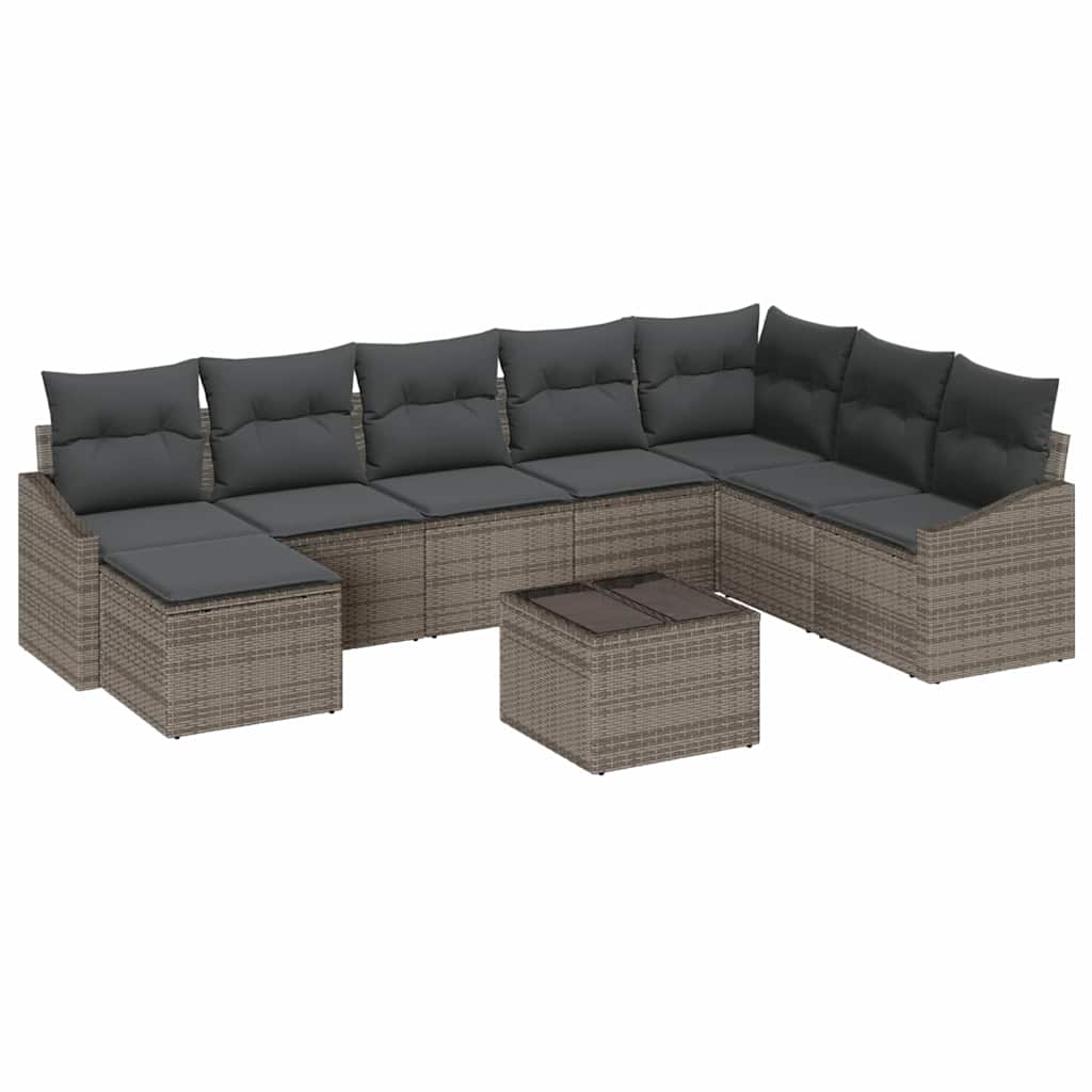 Havesofa Sæt 8 stk. Lysegrå polyrattan