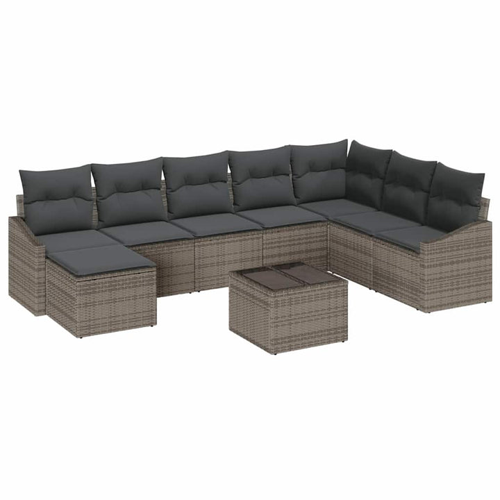 Havesofa Sæt med pude med opbevaring 8 pcs Lysegrå polyrattan