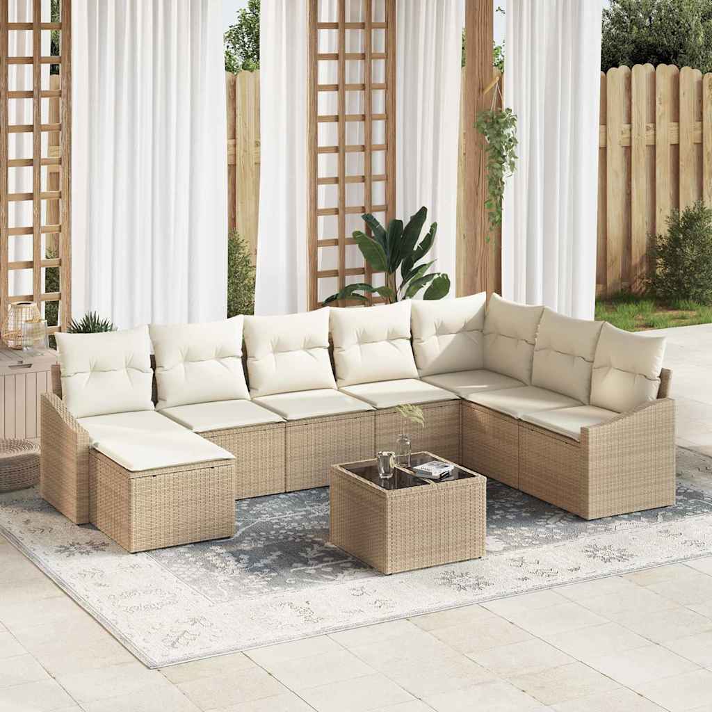 Havesofa Sæt 8 stk. Beige og creme polyrattan