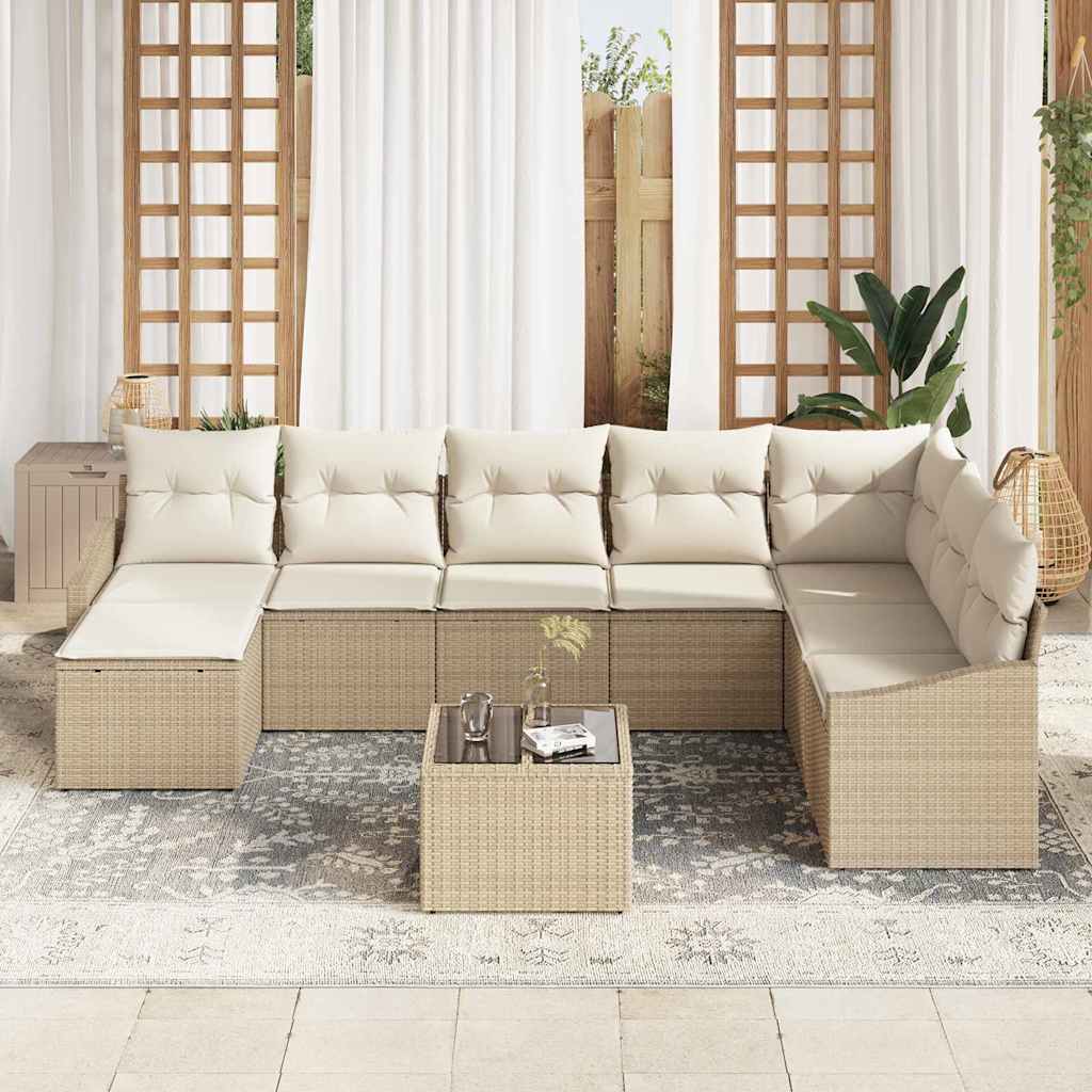 Havesofa Sæt 8 stk. Beige og creme polyrattan