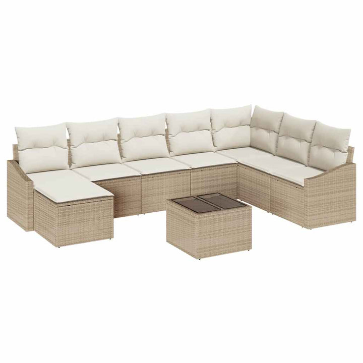 Havesofa Sæt 8 stk. Beige og creme polyrattan