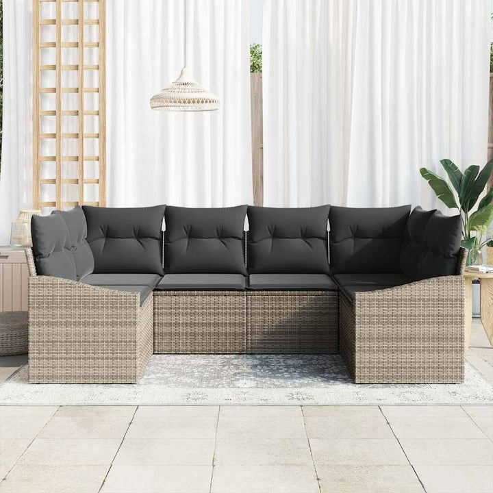 Havesofa Sæt 6 stk. Grå polyrattan