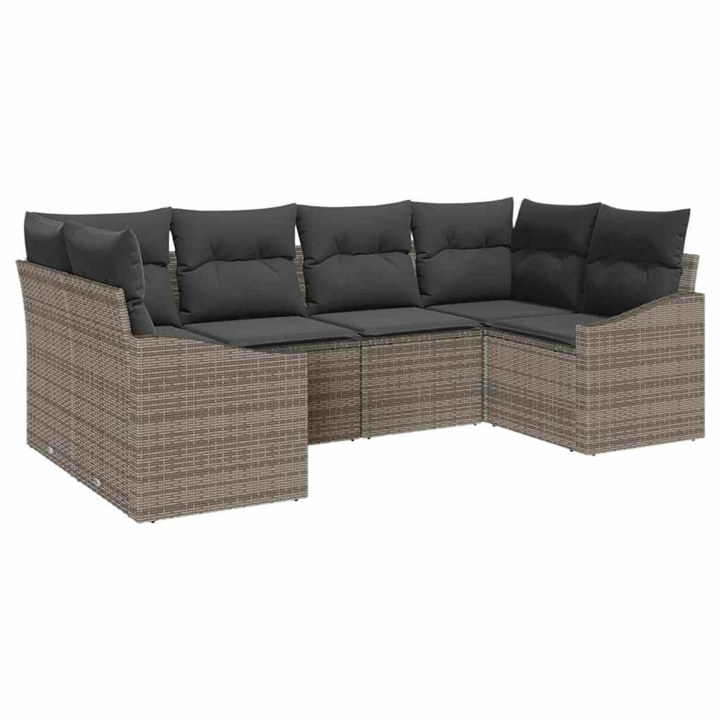 Havesofa Sæt 6 stk. Grå polyrattan