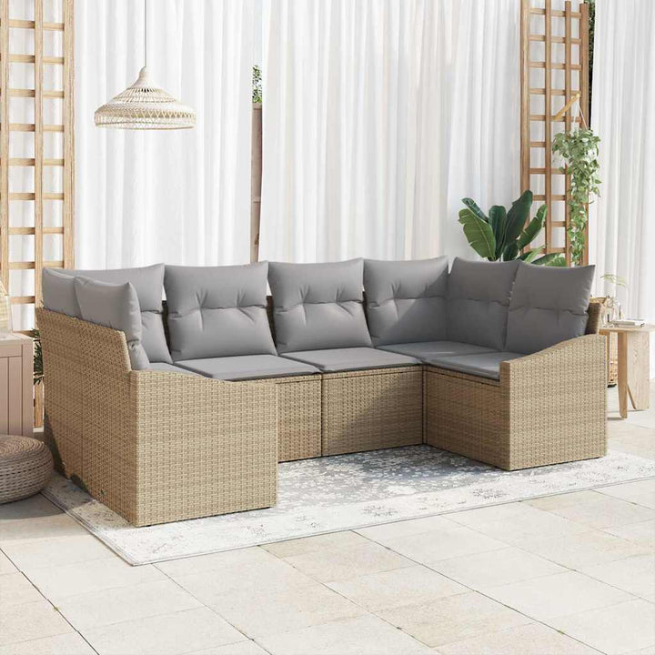 Havesofa Sæt 6 stk. Beige og lys grå polyrattan