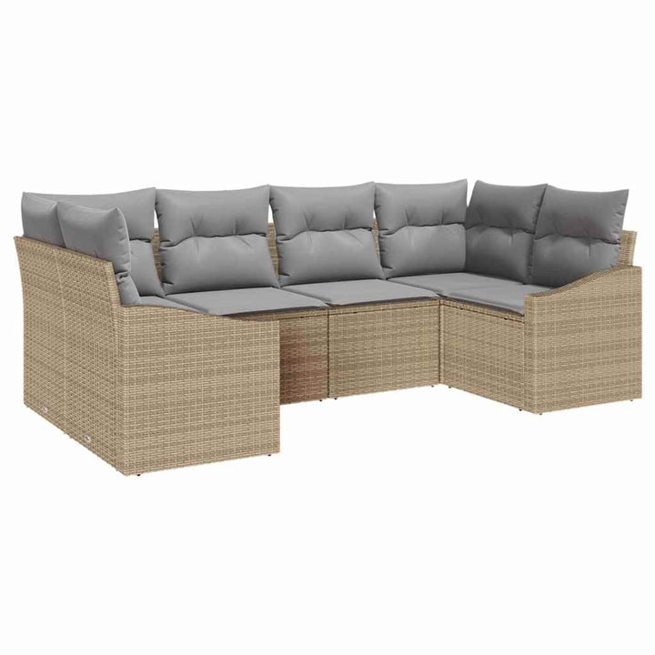 Havesofa Sæt 6 stk. Beige og lys grå polyrattan