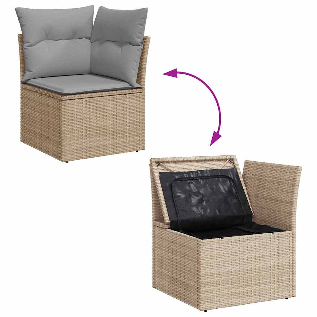 Havesofa Sæt 6 stk. Beige og lys grå polyrattan