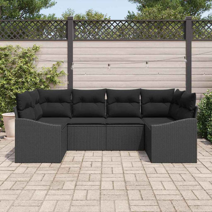 Havesofa Sæt 6 stk. Sort polyrattan