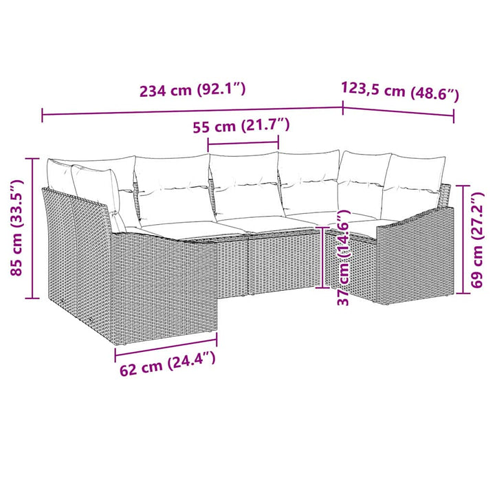 Havesofa Sæt med opbevaring 6 pcs Sort polyrattan